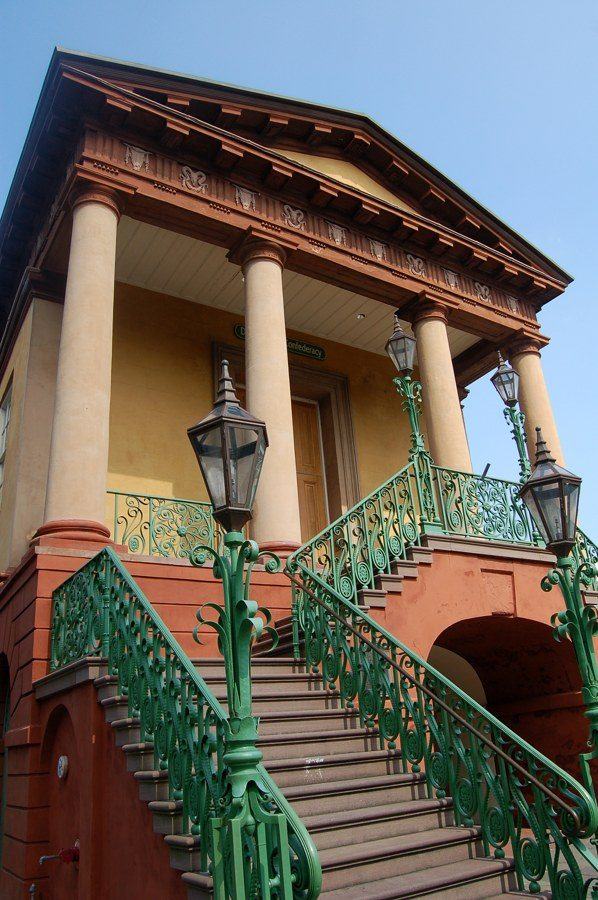 Market Hall, Charleston, South Carolina, designed by Edward Brickell White and built in 1841. Damaged by bombardment in the Civl War, the 1886 earthquake, and hurricane Hugo in 1989, Market Hall, the 