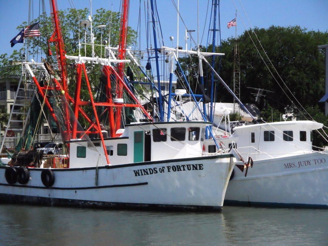 Boats at Shem Creek in Mount Pleasant, SC.